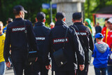 Fototapeta  - Russian police squad formation back view with 