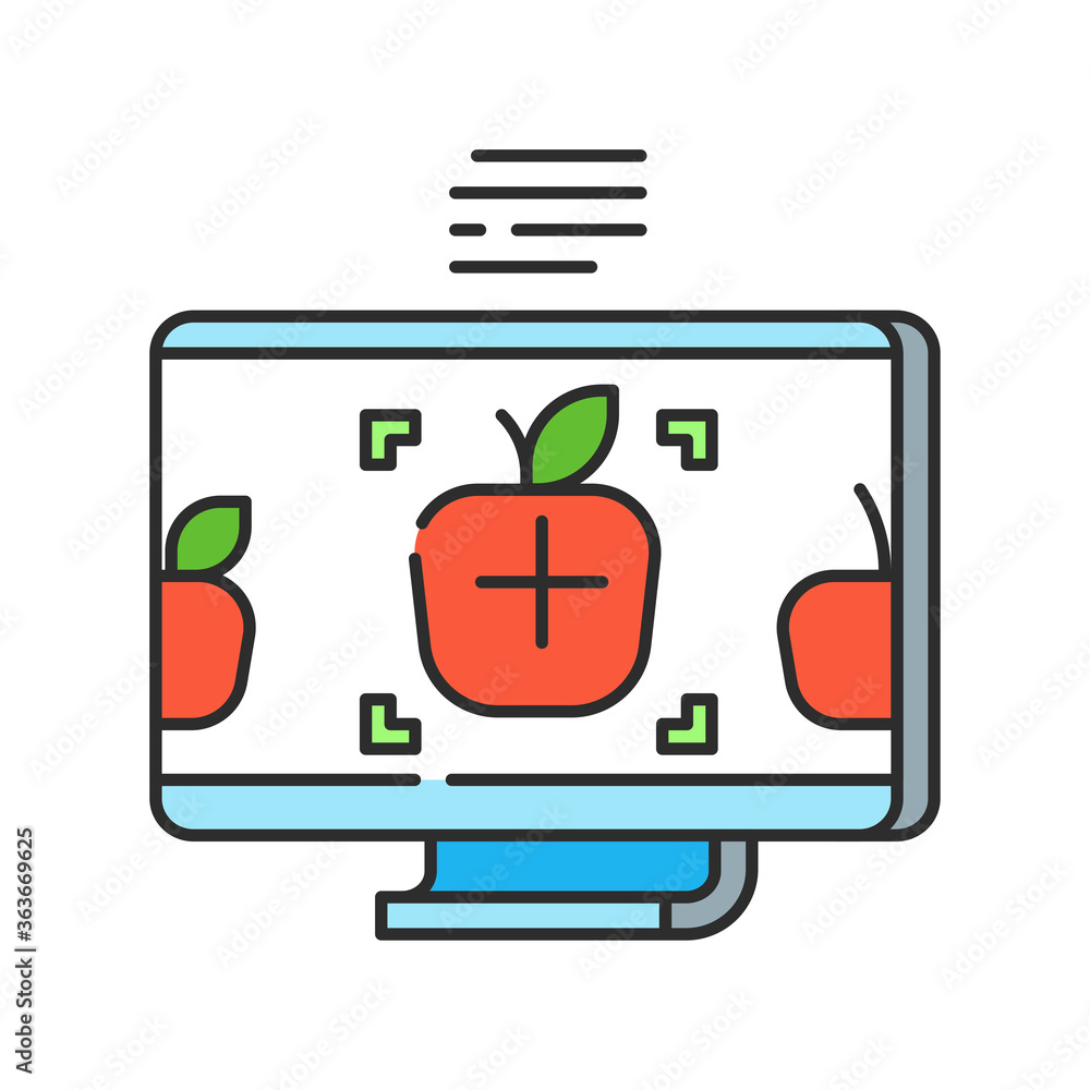 System monitoring the crop field. Smart farming color linear icon ...
