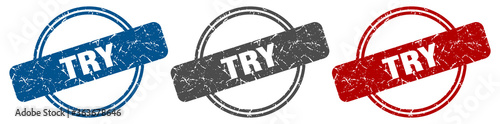 Fotografía try stamp. try sign. try label set