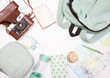 © yuriy - Mockup tourist set items map backpack money