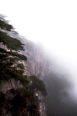   Wonderful and curious sea of clouds and beautiful Huangshan mountain landscape in China.