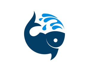 Sticker - Circle fish with splash water