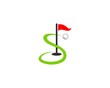Flag and golf ball with S letter initial