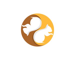 Sticker - Circle shape with twin squirrel inside