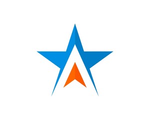 Wall Mural - Abstract blue and orange star and direction symbol