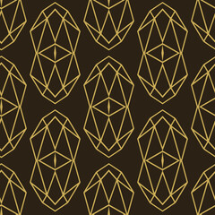 Modern geometric background pattern. Gold seamless pattern on a black background for fabric, tile, interior design or wallpaper. Vector background image