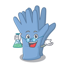 Sticker - caricature character of medical gloves smart Professor working on a lab