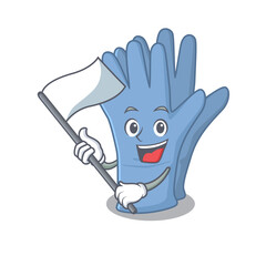 Sticker - A heroic medical gloves mascot character design with white flag