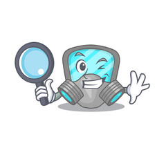 Poster - cartoon picture of respirator mask Detective using tools