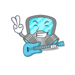 Wall Mural - brilliant musician of respirator mask cartoon design playing music with a guitar