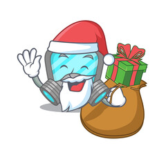 Sticker - Cartoon design of respirator mask Santa having Christmas gift