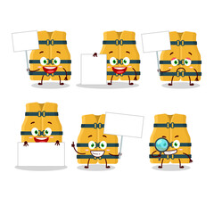 Canvas Print - Life vest cartoon character bring information board