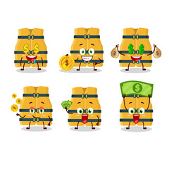 Poster - Life vest cartoon character with cute emoticon bring money