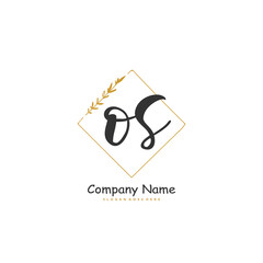 O S OS Initial handwriting and signature logo design with circle. Beautiful design handwritten logo for fashion, team, wedding, luxury logo.