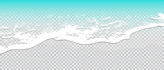 summer background. transparent sea wave with surf foam. 3d vector. high detailed realistic illustrat