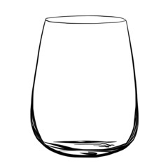 Transparent stemless wine glass hand drawn vector illustration isolated on white background 