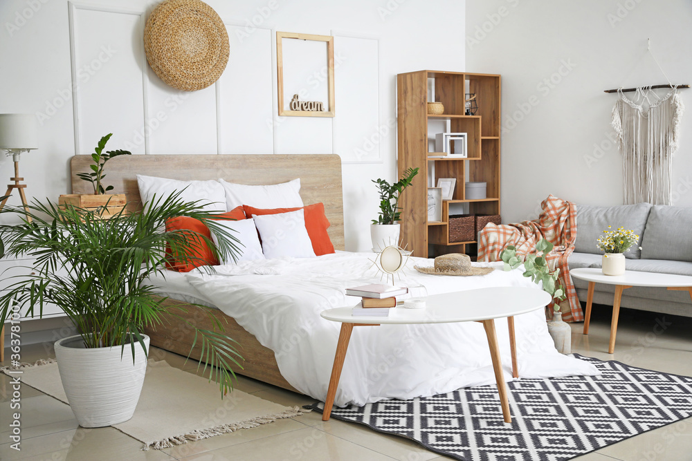 Stylish interior of modern bedroom