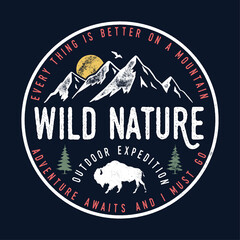 Wall Mural - mountain illustration, outdoor adventure . vector graphic for t shirt and other uses.