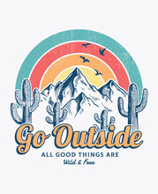 Mountain Illustration, Outdoor Adventure . Vector Graphic For T Shirt And Other Uses.