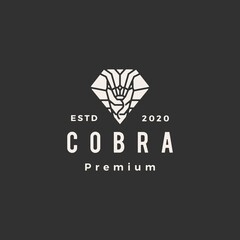 Sticker - cobra in diamond shape hipster vintage logo vector icon illustration