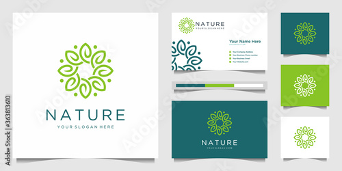 Cuadros en Lienzo Elegant flower logo design line art