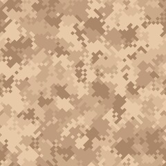 Wall Mural - Seamless digital desert pixel camo texture vector for army textile print