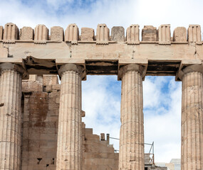 Fragment of The Parthenon, an archaic temple located on the Acropolis of Athens