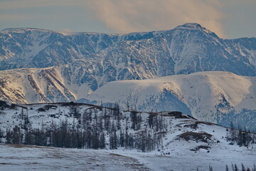 Wall Mural - Russia. South Of Western Siberia, Mountain Altai. Sunset on the North Chui mountain range in the kurai steppe along the Chui tract.