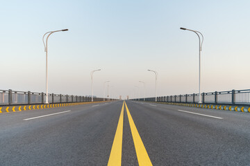 Sticker - empty asphalt road surface on bridge