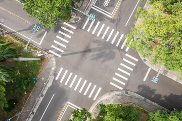 aerial view of street intersection