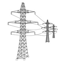 Electric Pylons Or Electric Towers Concept
