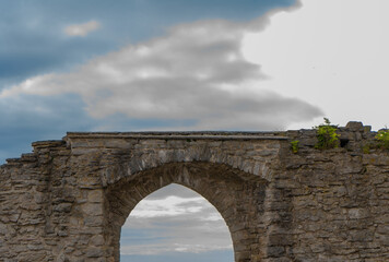 Gates in Visby old town wall. Photo of medieval architecture. Gotland. Sweden