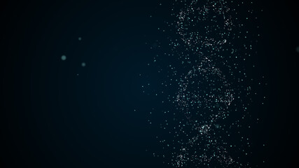 DNA, assembling from individual particle, forming an abstract spiral strand.