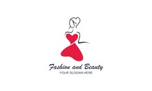 Fashion, Female, Dress And Beauty Logo Vector