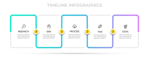 Wall Mural - Vector Infographic design with 5 options or steps. Infographics for business concept. Can be used for presentations banner, workflow layout, process diagram, flow chart, info graph