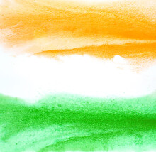 Painted Indian Flag Colors. Abstract Water Color Paint Brush Strokes. Artistic Republic Day Background.