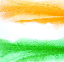 Painted Indian flag colors. Abstract water color paint brush strokes. Artistic Republic day background.