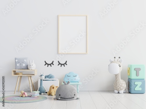 Fotografía Picture Frame Hanging On Wall With Toys On Floor