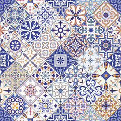 Naklejka na meble Seamless tiles background in portuguese style. Mosaic pattern for ceramic in dutch, portuguese, spanish, italian style.