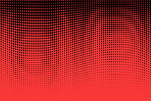 Polka Dot Pop Art Halftone Pattern. Red Dots On Black Background
