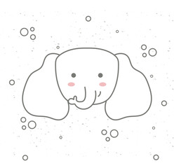 Canvas Print - head of elephant baby kawaii with decor