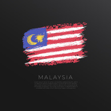 National Flag In Grunge Brush Stroke Isolated On Black Background : Vector Illustration