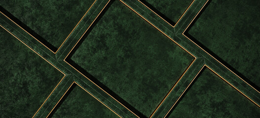 minimal background for product presentation. green velvet box with brass edge. 3d render illustratio