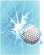 Golf ball and broken glass