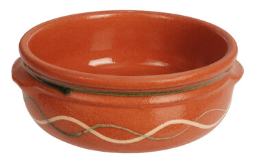 Wall Mural - Clay pot natural handmade bowl with pattern isolated on white background