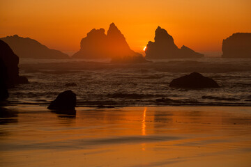 Wall Mural - Sea Stacks at sunset on the southern Oregon coast at Bandon.