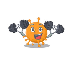 Canvas Print - Anaplasma mascot design feels happy lift up barbells during exercise