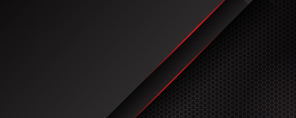 Dark red black grunge stripes abstract banner design. Geometric tech vector background
