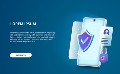 Wall Mural - security concept for anti hack, spy, and virus smartphone with glow screen.