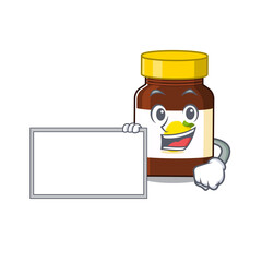 Sticker - Cartoon character design of bottle vitamin c holding a board